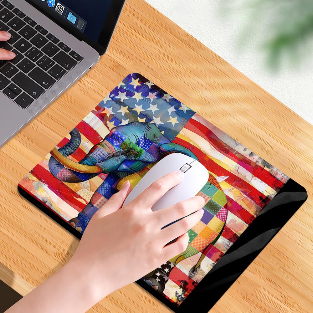 Square Mouse Pad American Flag,Colorful Baby Elephant-1,Gaming Mouse Pads for Desk,Soft Computer Waterproof Non-Slip Mouse Mat