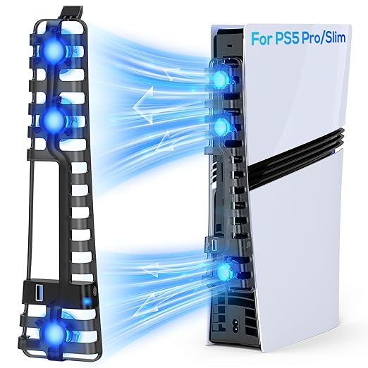 Auto Cooling Fan for PS5 Pro/Slim with USB 3.0 Port & Adjustable 3 Speed