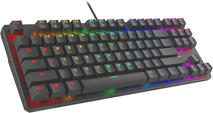 TECWARE Phantom 87 Key RGB Mechanical Gaming Keyboard | Outemu Red Switch | 16.8M Color LED Lighting | 18 Pre-Set | Low Latency | N-Key Rollover | Software Customizable Keys | Wired USB Connection