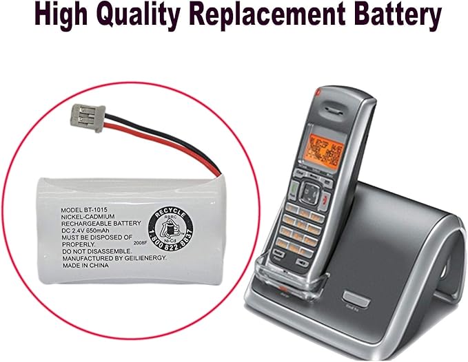 GEILIENERGY BT-1015 BT1015 Battery Compatible for Uniden BT1007 BT-1007 BT904 BT-904 BBTY0651101 BBTY0460001 BBTY0510001 BBTY0624001 BBTY0700001 HHR-P506, HHR-P506A Cordless Phone(2-Pack)