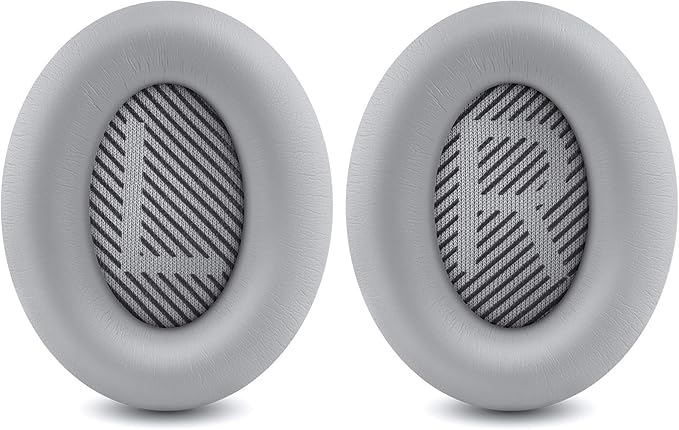 Professional Replacement Ear Pads for Bose QuietComfort 35 QC15 QC25 QC2 QC35/ Ae2 Ae2i Ae2w SoundTrue & SoundLink Over-Ear/Around-Ear Headphones/Soft Protein Leather (Silver)