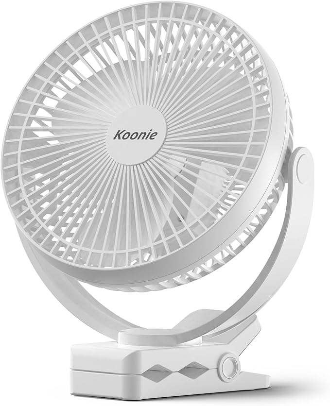 Koonie 8'' 10000mAh Portable Clip on Fan with LED Lantern and Hook