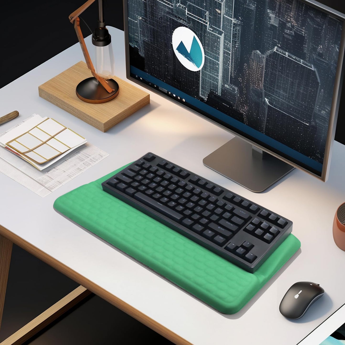 Computer Keyboard Stand with Wrist Rest Support Pad, Green