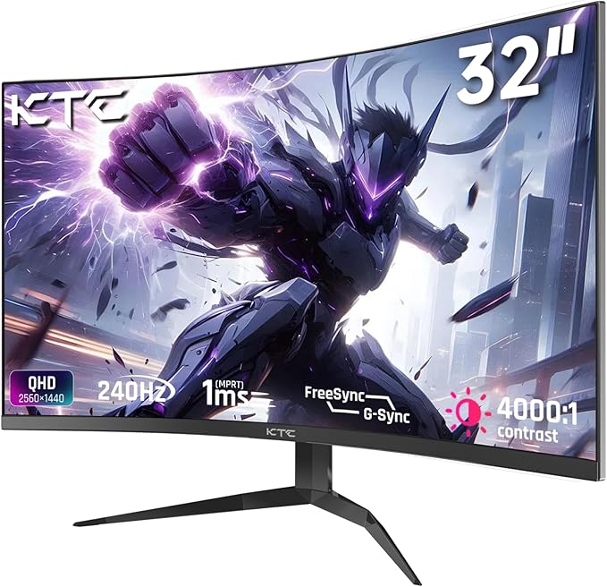 KTC 32 inch 240Hz Curved Gaming Monitor, 2K 1440P Computer Monitor,H32S25E