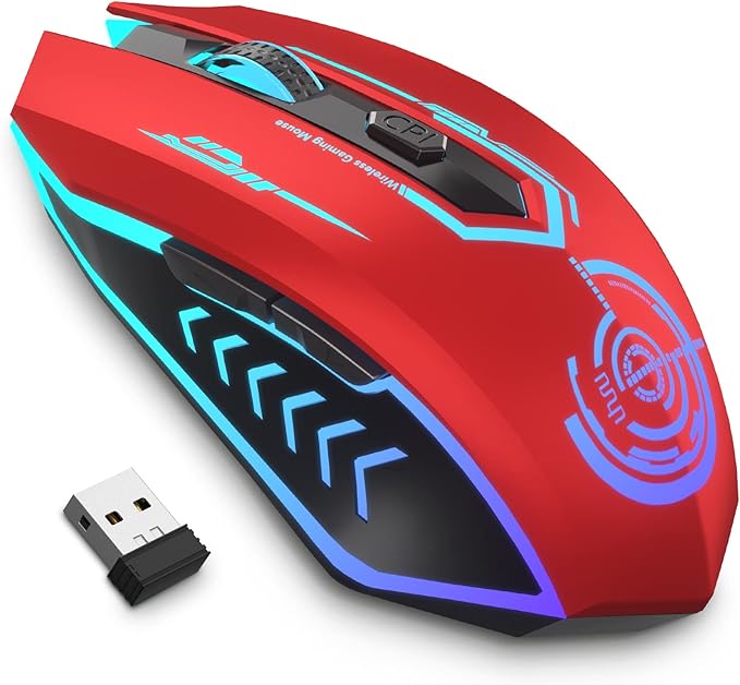UHURU Wireless Gaming Mouse, Rechargeable 10000 DPI LED PC Mouse