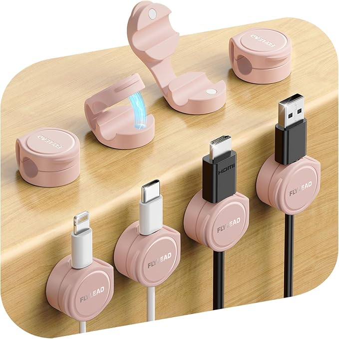 FLYLEAD 8-Pack Silicone Cord Organizer Magnetic Cable Clips, Adhesive