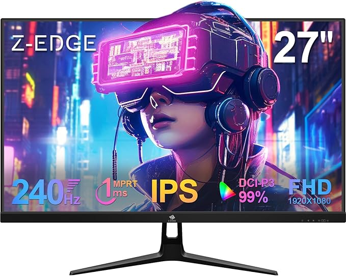 Z-Edge 27 inch Curved Gaming Monitor, 1080P 300Hz 240Hz Computer Monitor
