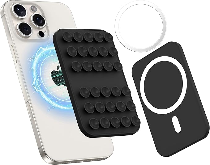 Patented Magnetic Sticky Phone Suction Grip Mount for MagSafe Case,Magnet Silicone Portable Stand Holder for iPhone 16/15/14/13/12 Series and Android, Hands-Free Selfies and Videos