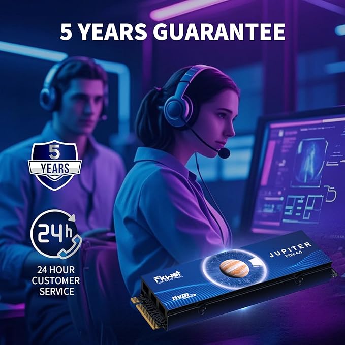 FX910 4TB M.2 NVMe SSD for PS5&PC, PCIe Gen4 2280 Gaming SSD with Heatsink, Up to 7300MB/s, Internal Solid State Drive