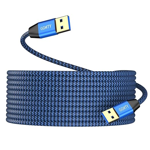 USB to USB Cable 15FT,Durable Braidedfor USB 3.0 Male to Male Type A to Type A Cable Data Transfer Compatible with Hard Drive, Laptop, DVD Player, TV, USB 3.0 Hub, Monitor, Camera, Set Up Box and More