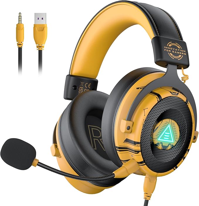 EKSA E900 Pro USB Gaming Headset for PC - Computer Headset with Detachable Noise Cancelling Mic, 7.1 Surround Sound, 50MM Driver - Headphones with Microphone for PS4/PS5, Xbox One, Laptop, Office