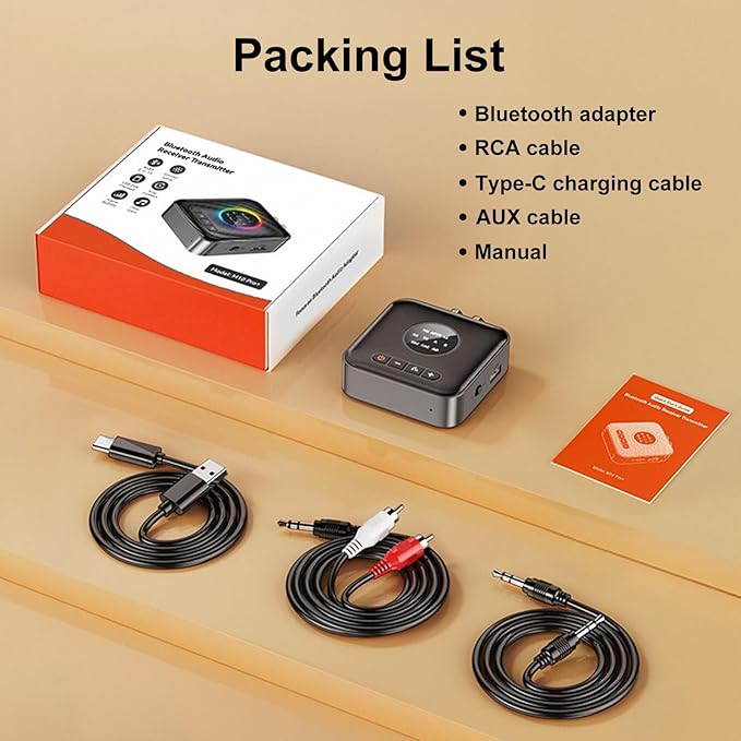 Upgrade Bluetooth 5.2 Transmitter Receiver aptX Adaptive/Low Latency/HD Bluetooth Adapter Support 2 AirPods Headphones, Wireless HiFi Audio Receiver with AUX RCA USB for TV/Car/PC/Home Stereo/Speakers