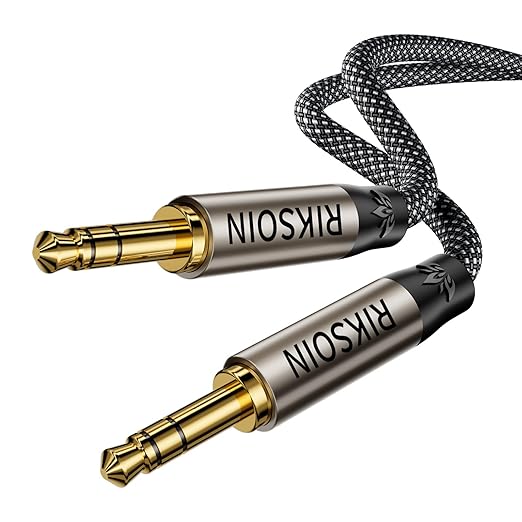 RIKSOIN Aux Cord 6.6FT/2m, New 3.5mm Audio Cable - Nylon Braided 3.5mm Male to Male AUX Cable Cord for Car, Headphones, Home Stereos, Speaker