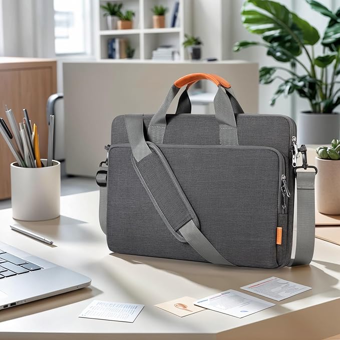 17 17.3 18 inch Laptop Computer PC Shoulder Bag Carrying Case, Water-Repellent Fabric Briefcase, Lightweight Toploader, Business Casual or School