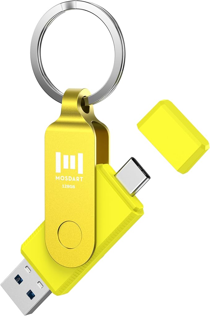 MOSDART 256GB USB C and A 3.2 150MB/s Dual Flash Drive with Keychain