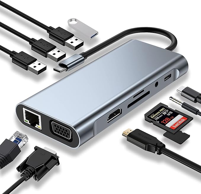 SZPACMATE USB C HUB 8 in 1 Docking Station Compatible with MacBook Pro/Air