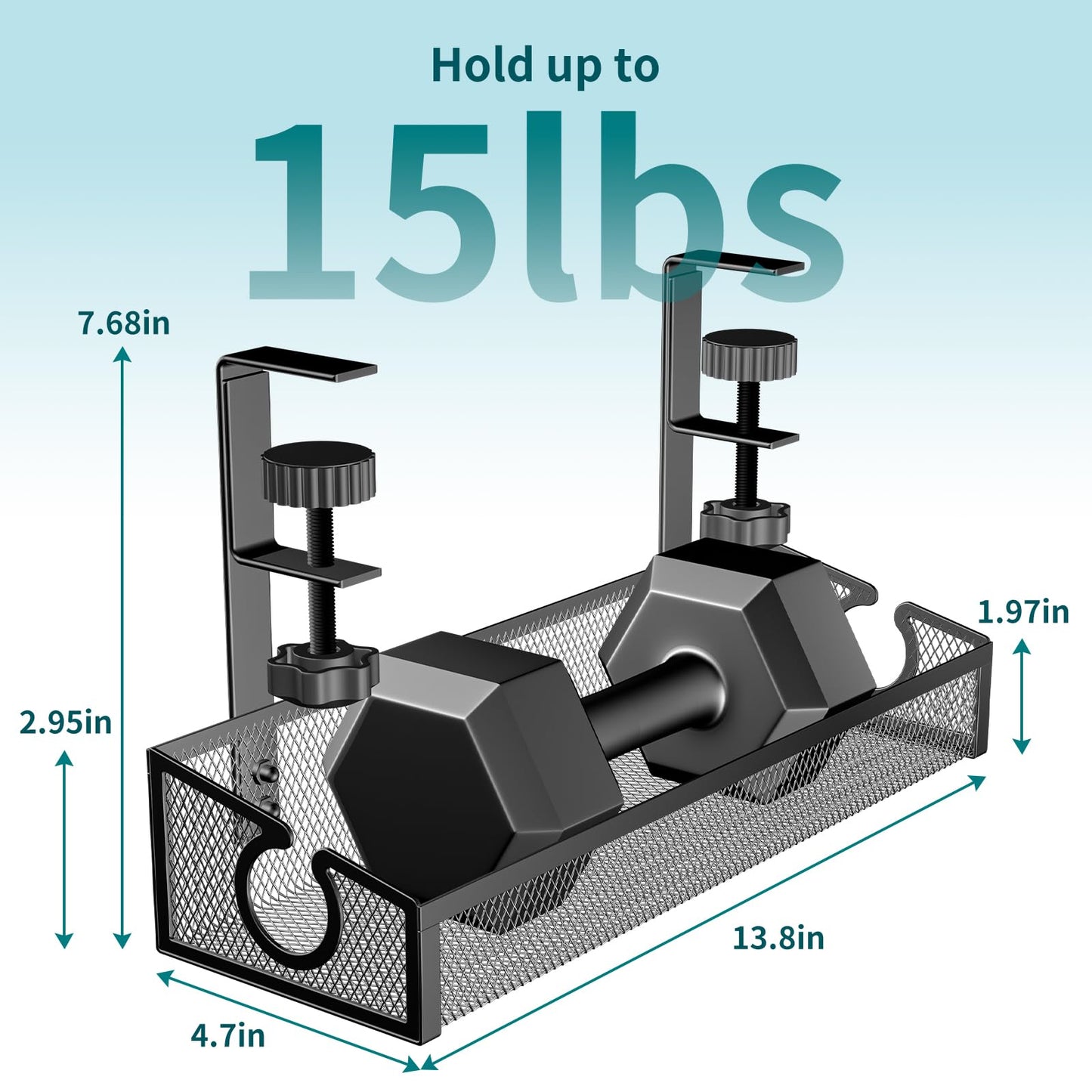 Under Desk Cable Management Tray Black, No Drill Desk Cable Management Organizer with Clamp for Desk Wire Management, PC Cord Organizer Accessories & Workspace Organizers for Office, Home(2 Pack)