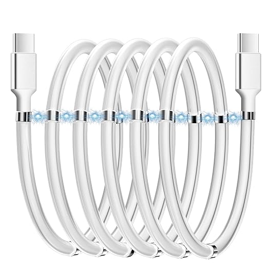 AICase Magnetic Charging Cable, Type C to Type C (6.5 FT) Super Organized Charging Magnetic Absorption Nano Data Cable for Samsung S23/S22/S21/S20 Ultra, MacBook Pro/Air, iPad Pro 12.9 11 Air Mini