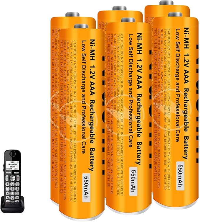 Nraonrn 8 Pack NI-MH AAA Rechargeable Battery for Panasonic, 1.2V 550mah AAA Rechargeable Batteries for Panasonic Cordless Phones Handset, Remote Controls, Electronics