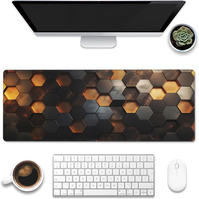 Eflxamz Large Gaming Mouse Pad for Desk,Cute Forest Mushroom Desk Mat,Starry Night Mushroom Desk Pad,Extended Big Computer Keyboard Mouse Pad with Non-Slip Base and Stitched Edge,35.4"x15.7"