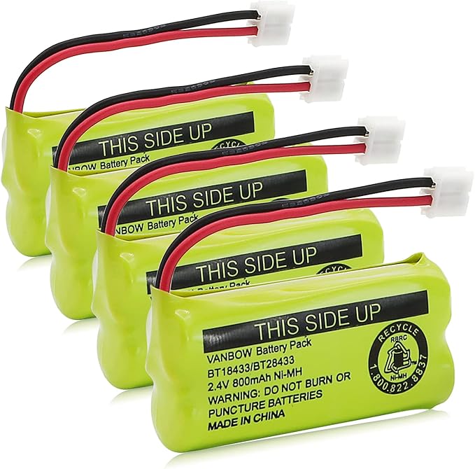 VANBOW BT18433/BT28433 2.4V 800mAh Ni-MH Cordless Phone Battery, Also Compatible with AT&T BT184342/BT284342 BT8300 BT1011 BT1018 BT1022 BT1031 2SN-AAA55H-S-J1 CS6120 CS6209 CL80109 EL52419 (Pack 3)
