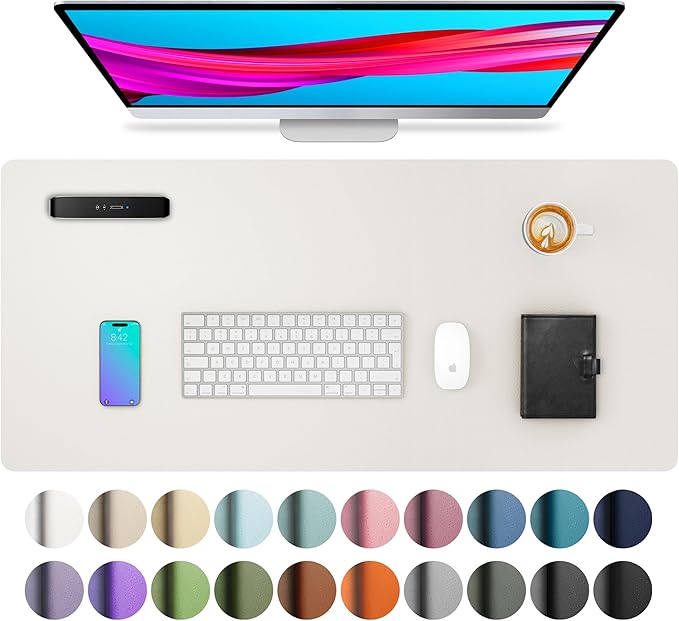 Aothia Leather Desk Pad Protector, Mouse Pad, Office Desk Mat,Non-Slip PU Leather Desk Blotter, Laptop Desk Pad, Waterproof Desk Writing Pad for Office and Home (Dark Pink — 23.6" x 13.7" — 23.6" x 13.7"