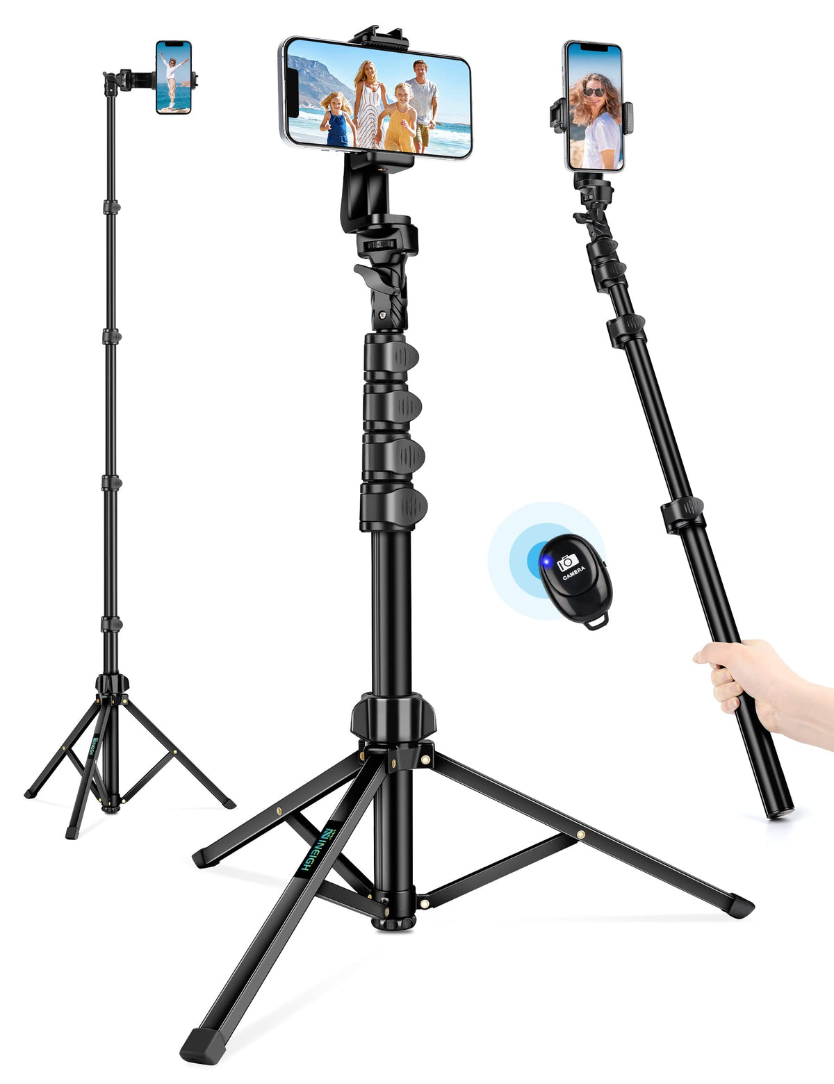 Nineigh 80" Phone Tripod, Selfie Stick, Aluminum Cellphone Tripod Stand