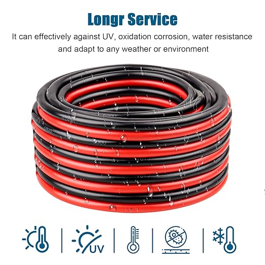 6 Gauge Wire 2 Conductors Copper Wire, 6 AWG Battery Cable Oxygen Free Copper Wire for Solar Panel, Automotive, Trailer, RV and Speaker (6 Gauge 5FT)