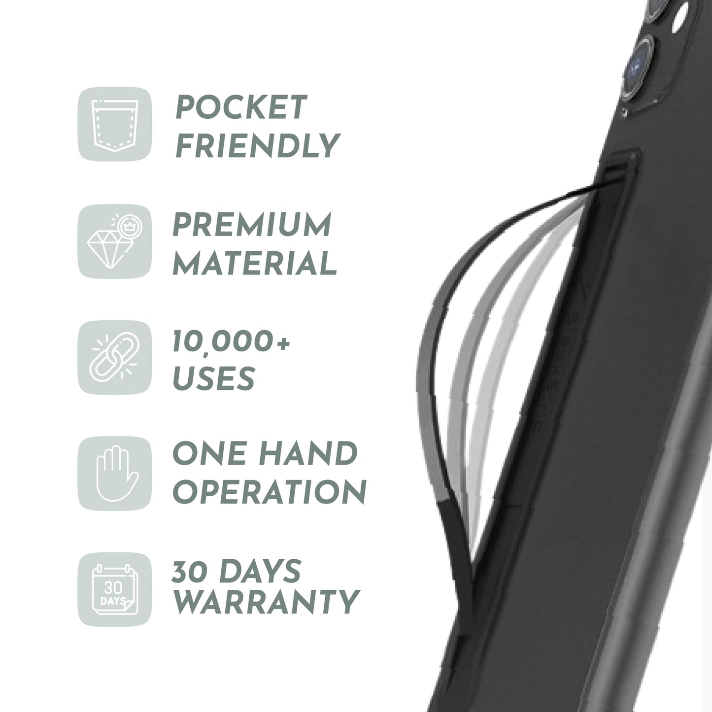 SleekStrip SleekGrip-Essential Ultra Thin Phone Grip Stand,Slim Metal Finger Loop Ring Hand Holder Strap Cell Phone Grips for iPhone 16 Pro Max,17 Air,Android,Case Back - Frosted x Daisy Bloom