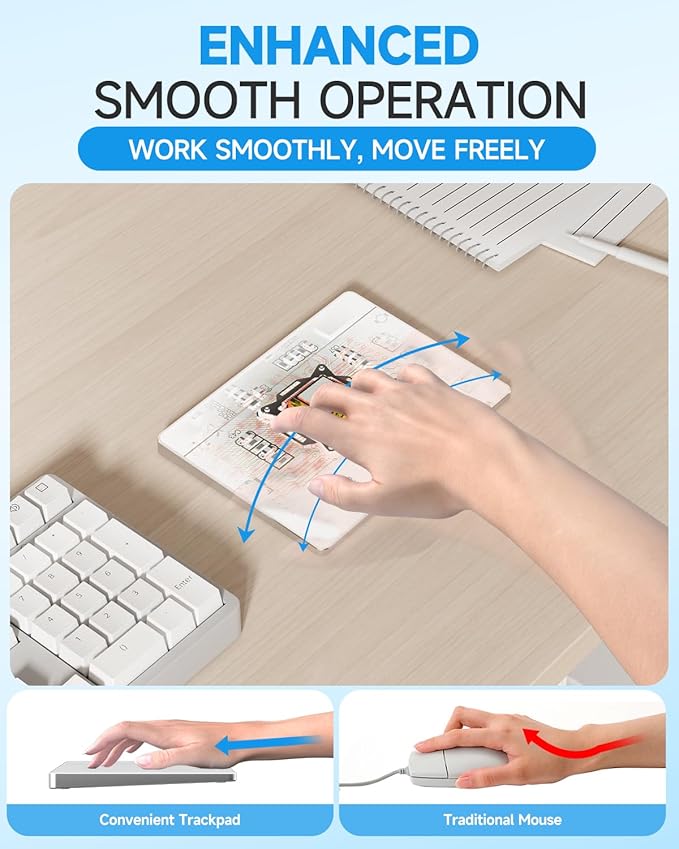 Wireless Bluetooth Trackpad for Windows 10/11, Supports 3 Connection Modes, Portable High-Precision Multi-Gesture Touchpad Mouse Compatible with PC Laptop Computer (White)