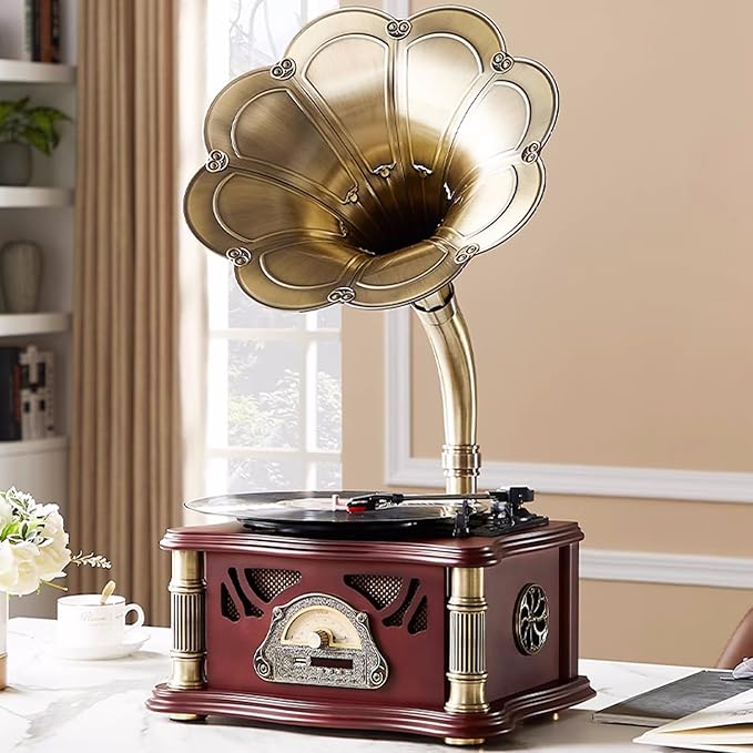 HZLSBL Vintage Gramophone with Bluetooth Input Vintage Record Players
