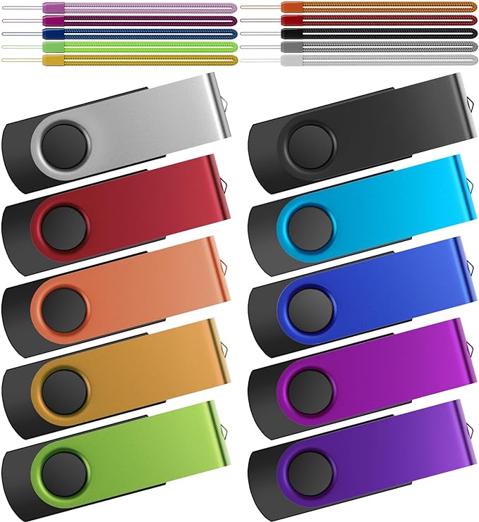 Kepmem 16GB USB 3.0 Multipack - 10pcs Thumb Drives, Metal, Swivel, Zip