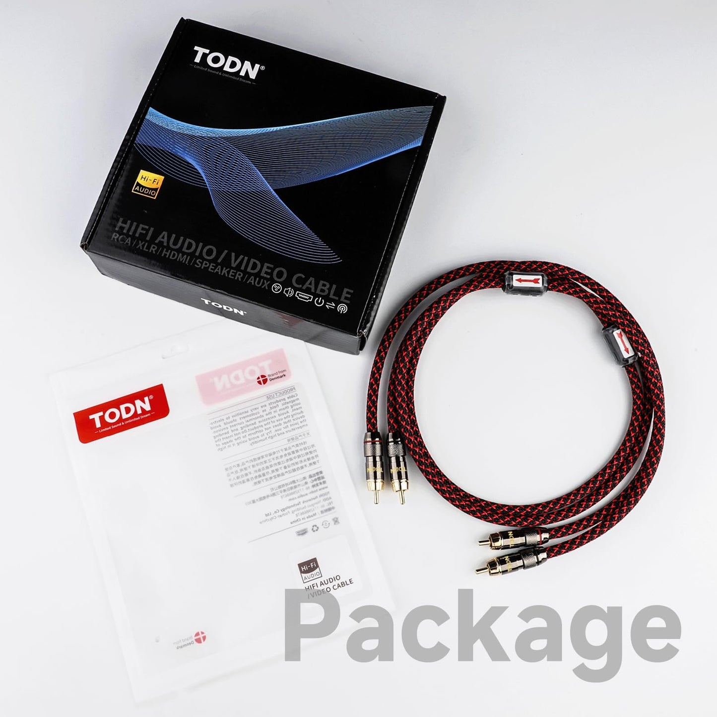 TODN 6.5ft Audiophile RCA Cables Shielded for HiFi Stereo Audio
