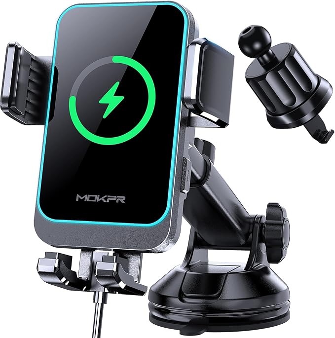Wireless Car Charger, 15W Fast Charging Auto Clamping Car Mount Charger