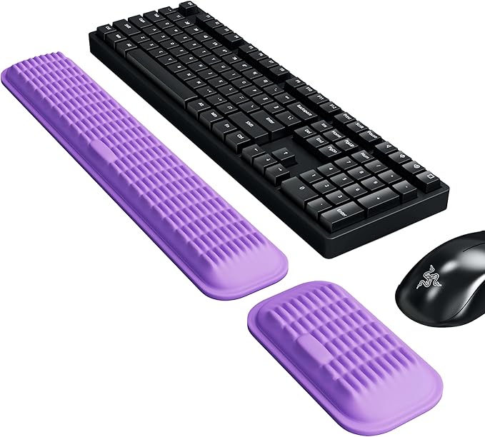 MEKASS Ergonomic Wrist Rest for Keyboard and Mouse, Soft Memory Foam Keyboard Wrist Rest Set with Non-Slip Silicone Base, Easy Typing, Pain Relief, Comfort for Office, Work, Gaming (White)
