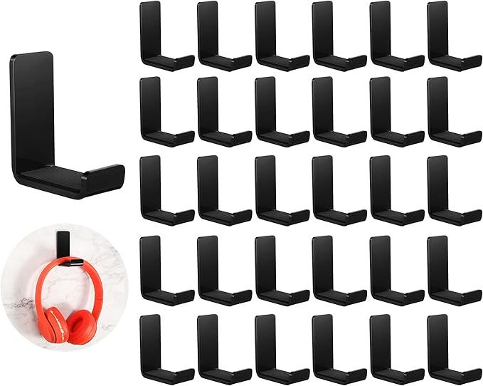 Weewooday 8 Pcs Headphone Hanger Wall Mount Stand with Adhesive Hook