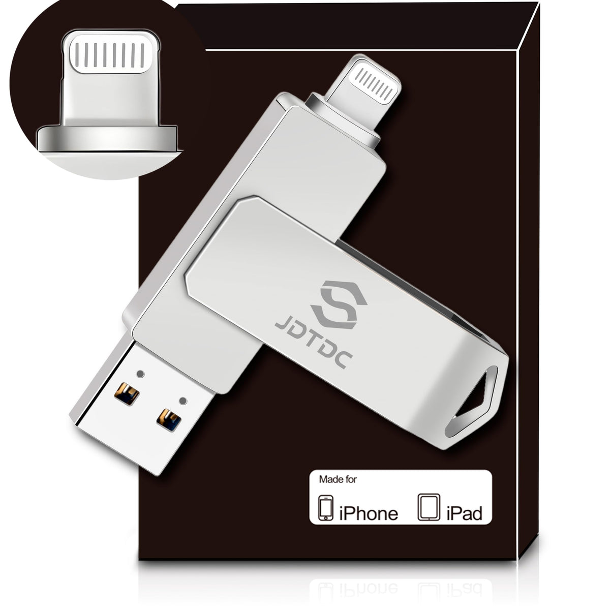 Real Capacity 128GB Photo Stick for iPhone, MFi Certified 3 in 1 USB Drive