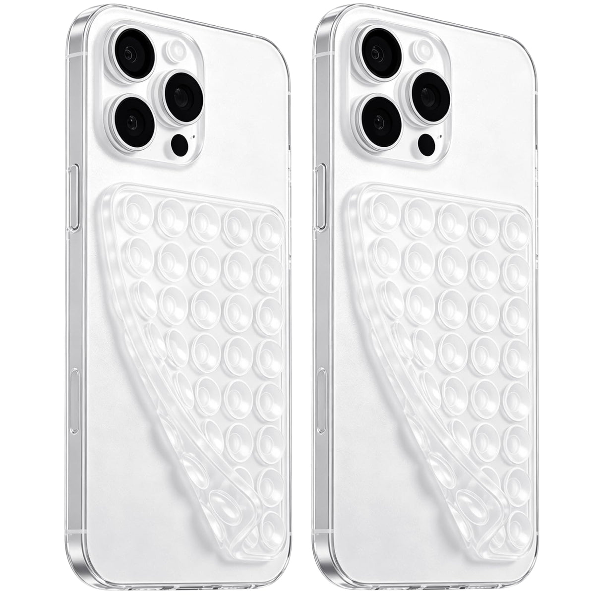 LvShuLiangPin Anteel 2 Pack Silicone Suction Cup Phone Case Mount Double Sided, Hands-Free Strong Grip Silicon Phone Holder, Non Slip Phone Accessories for Selfies and Videos (Black)