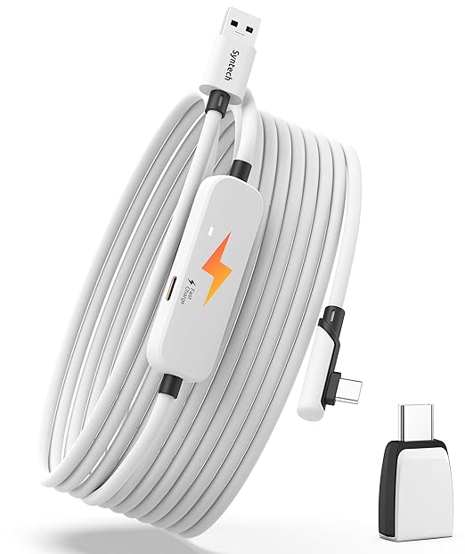 Syntech 20FT VR Link Cable with USB 3.0 to C Adapter for Meta Quest 3S/3/2