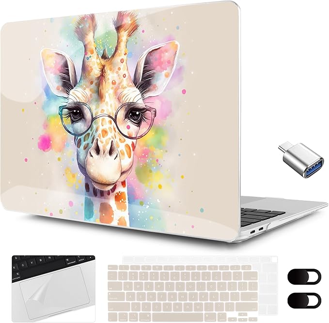 MEEgoodo for MacBook Air 13.3 inch Case 2021 2020 2019 2018 A2337 M1 A2179 A1932, Laptop Shell for MacBook Air M1 with Keyboard Webcam Cover & Trackpad Film & Type C Adapter