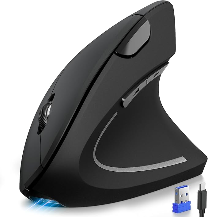 TECKNET Ergonomic Mouse Wireless, Rechargeable Vertical Mice Right Hand