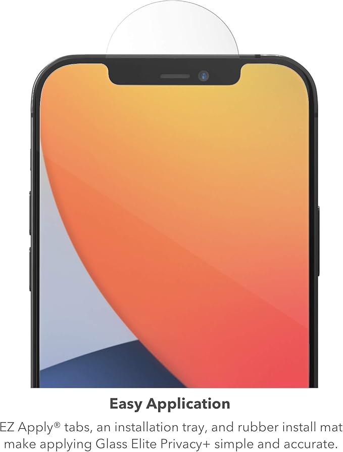 ZAGG InvisibleShield Glass Elite Privacy+ Screen Protector for iPhone 12 Pro Max, Two-Way Privacy Filter, 4X Stronger, Anti-Fingerprint Technology, Easy to Install