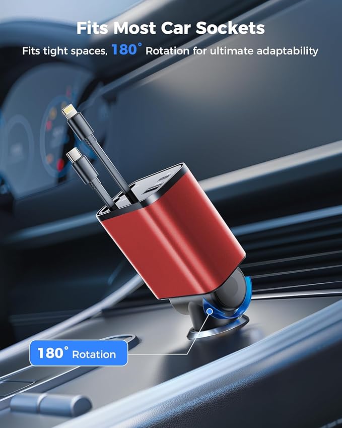 6 in 1 Retractable Car Charger, SUPERONE Smaller Fast Car Phone Charger