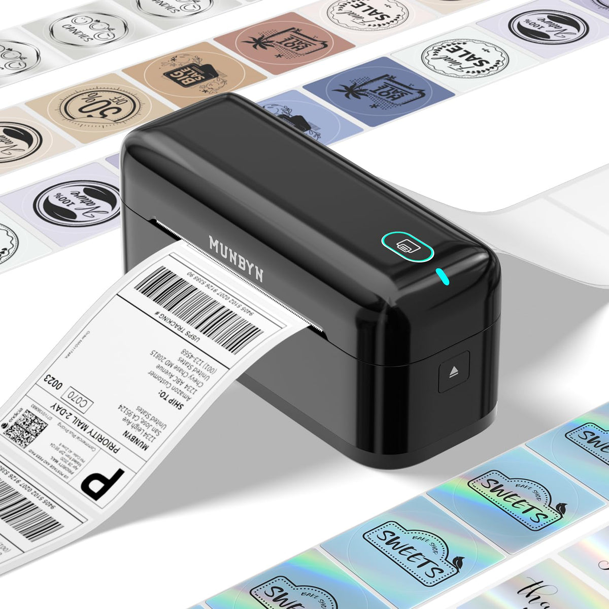 MUNBYN Bluetooth Thermal Label Printer, 4x6 Shipping Label Printer