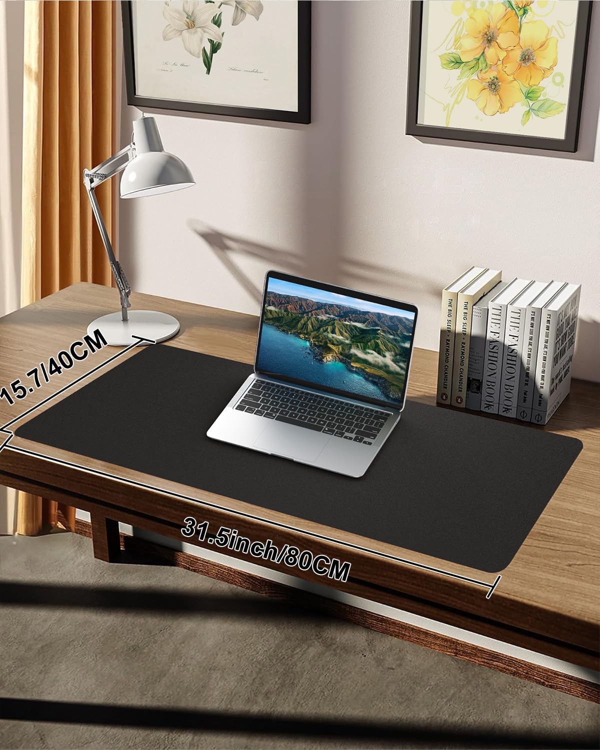 Leather Desk Pad Protector, Small Desk Mat,Office Desk mat,Computer and Laptop Mat, Non-Slip PU Leather Desk Blotter, Desktop Protector and Cover for Keyboard and Mouse(31.5"x15.7",Black)