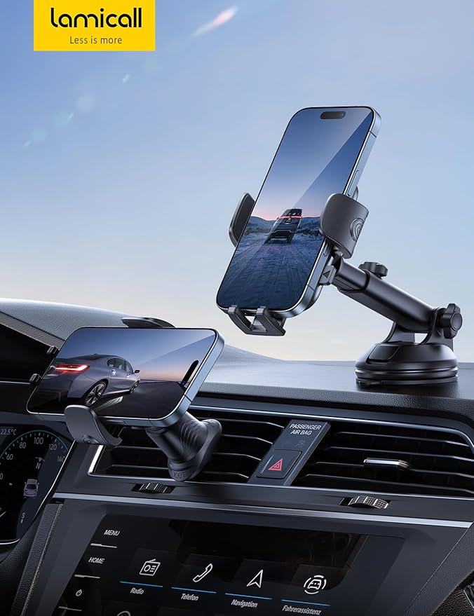 Lamicall Car Phone Holder Dashboard Vent Windshield 70 LBS Suction 3-in-1
