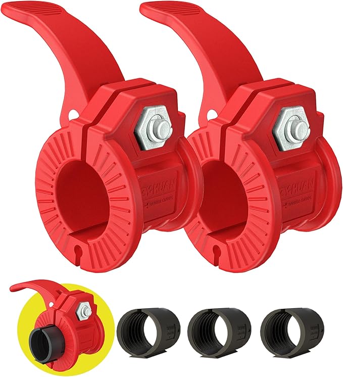 ZY-HUAN Barbell Clips 1 inch Barbell Clamps 0.9-1.18inch Quick Release Weight Clips for Bars Multi-Size Adjustable Olympic Barbell Clamps (Yellow)
