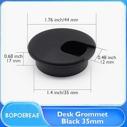 Desk Grommet 1-3/8" (35 mm), Desk Cord Hole Cover, Cable Grommet ABS Plastic, Desk Hole Grommet for Office and Home Table Cable, Detachable Cable Cord Organizer (Black 4 Pcs)