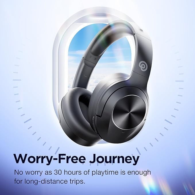 Upgrade Pro‑level Hybrid Active Noise Cancelling Headphones with HD Sound, Wireless Bluetooth Headphones Over The Ear Unequaled Comfort, Vivid Deep Bass, for Home Office Travel Birthday Gift, Black