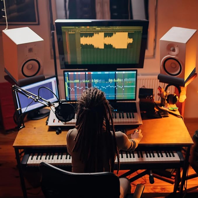 Focusound Studio Monitor Isolation Pads for 3-4.5 Inches Monitors, 2 Pack High Density Acoustic Speaker Isolation Pads Foam